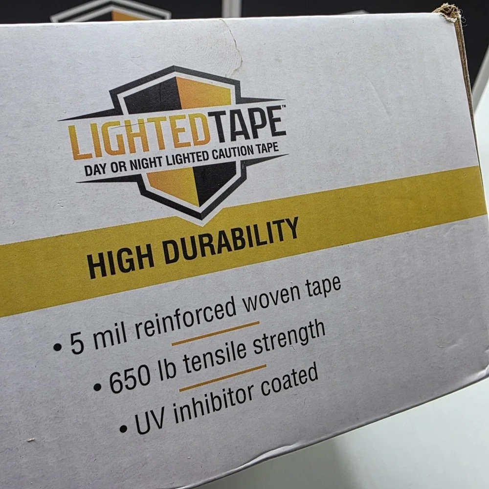 Lighted Tape LED Lighted High Visibility Yellow Caution Tape 33 Feet